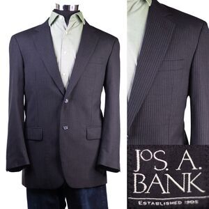 JOS. A. BANK Men's Blazer Jacket Size 40R 100% Wool Striped Black 2-Button